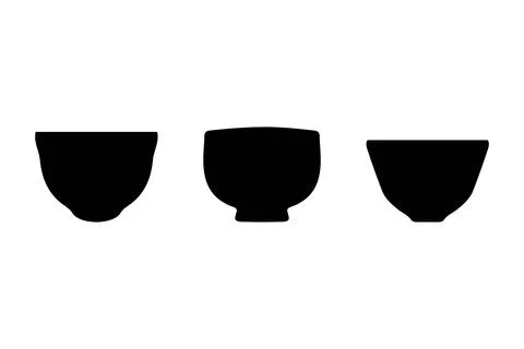 Simple bowl icon set. Tableware flat design Stock Illustration