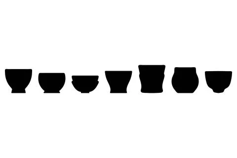 Simple bowl icon set. Tableware flat design Stock Illustration