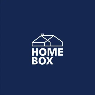 Simple box house monoline building design illustrator logo vector Stock Illustration