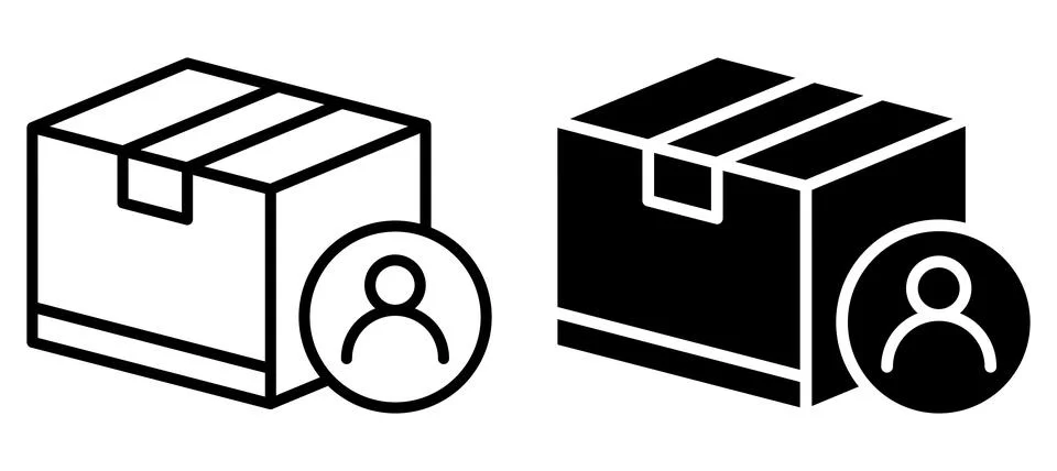 Simple Box Icon with User Symbol for Delivery and Shipping Concepts 스톡 일러스트