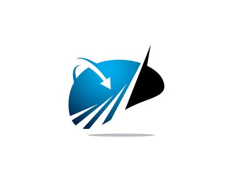 Simple brain form with ancending and increasing graph bar and rotating arrow poi Stock Illustration