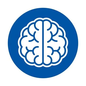 Simple Brain Icon in Circle Design for Creative and Educational Use Stock Illustration