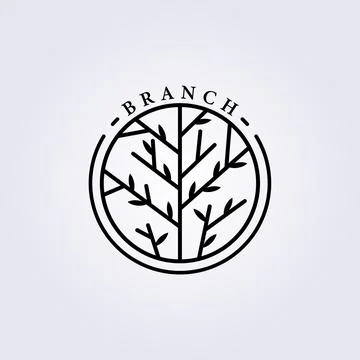 Simple branch of tree logo line art vector illustration design Stock Illustration