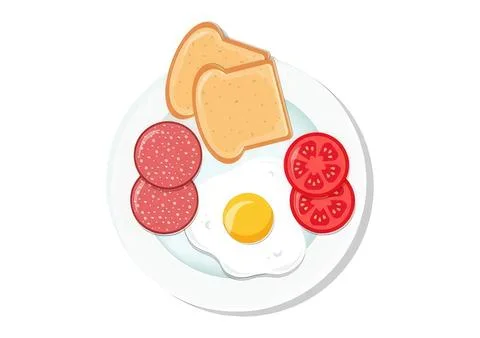 Simple breakfast plate with eggs toast tomatoes and sausage Stock Illustration