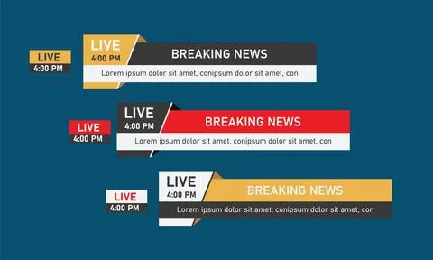 Simple breaking news lower third design with live tag Stock Illustration