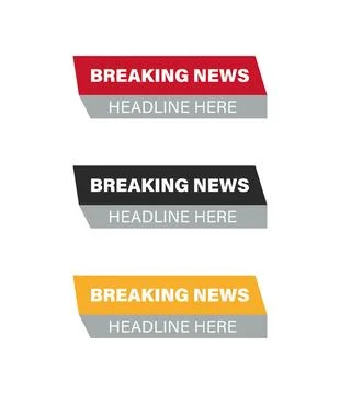 Simple breaking news lower third in red, black and yellow Ilustración de archivo