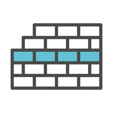Simple Brick Wall Icon Illustration Flat Style Stock Illustration