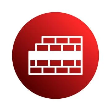 Simple Brick Wall Icon on Red Circle Background Creates a Visually Appealin.. 스톡 일러스트