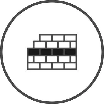 Simple brick wall icon vector illustration for construction or architecture Stock Illustration