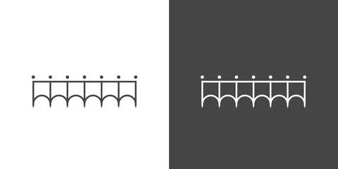 Simple bridge line building logo design illustration. Stock Illustration