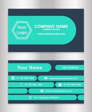 Simple bright blue theme business name card template vector Stock Illustration