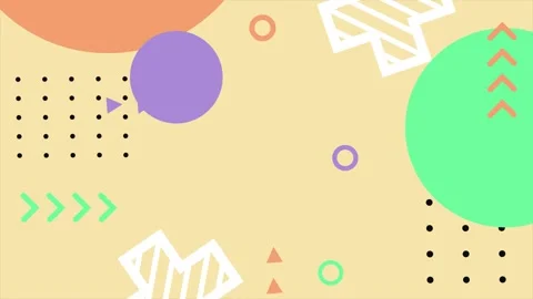 Simple bright geometric shapes in a dynamic abstract background seamless 4k Stock Footage 322145640