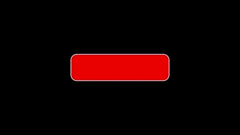 Simple bright red rectangular button with white outline on black background.. Stock Footage 321582773