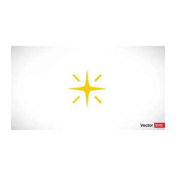 Simple bright yellow four pointed star sparkle icon Stock Illustration