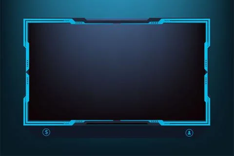 Simple broadcast screen interface design with blue colors on a dark backgro.. Stock Illustration