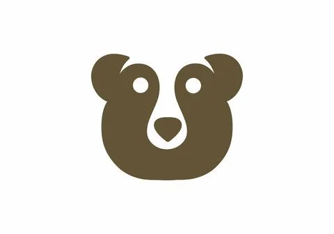 Simple brown head of bear illustration Stock Illustration