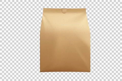 Simple brown paper bag with folded top on white background Stock Illustration