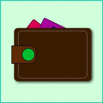 Simple brown wallet with white stitching vector illustration Stock Illustration