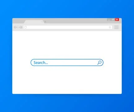 Simple browser window on blue background. Browser search. Web browser in flat 库存插图
