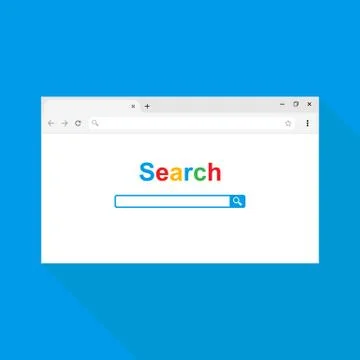 Simple browser window on blue background. Browser search Stock-Illustration