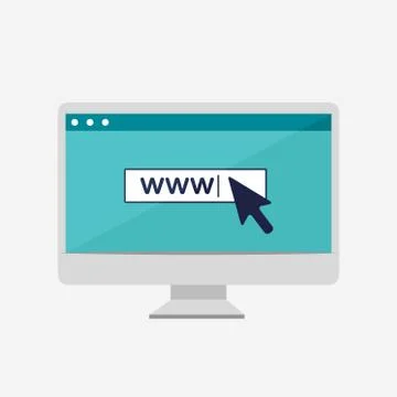 Simple browser window on the computer screen. Flat vector stock illustration. Stock Illustration