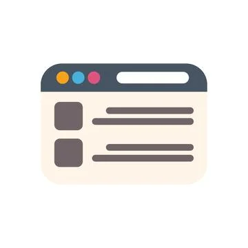 Simple browser window displaying a website interface with navigation bar an.. Ilustração Stock