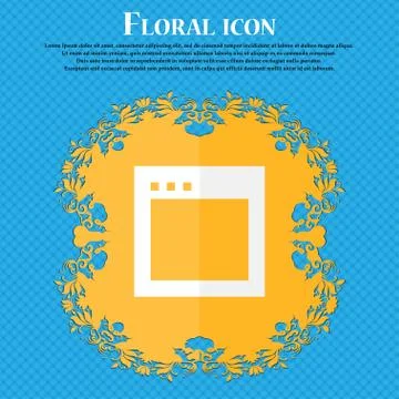 Simple Browser window . Floral flat design on a blue abstract background with イラスト素材