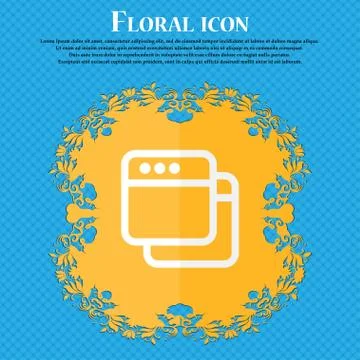 Simple Browser window . Floral flat design on a blue abstract background with Stockillustratie