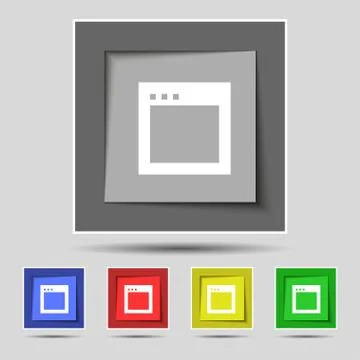 Simple Browser window icon sign on the original five colored buttons. Vector 库存插图