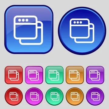 Simple Browser window icon sign. A set of twelve vintage buttons for your des 스톡 일러스트