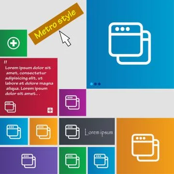 Simple Browser window icon sign. Metro style buttons. Modern interface websit Stock Illustration