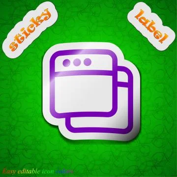 Simple Browser window  icon sign. Symbol chic colored sticky label on green b 스톡 일러스트