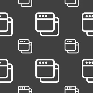 Simple Browser window icon sign. Seamless pattern on a gray background. Vecto 스톡 일러스트