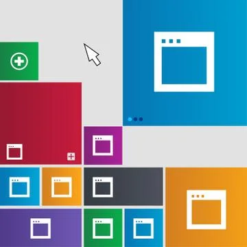 Simple Browser window icon sign. Metro style buttons. Modern interface website b Illustrazione stock