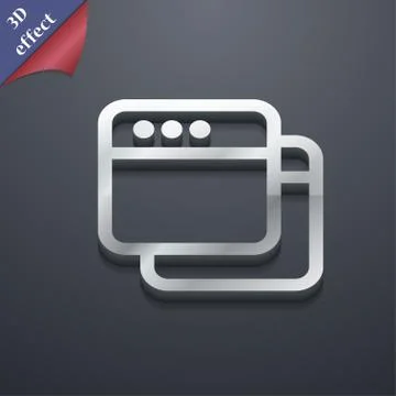 Simple Browser window  icon symbol. 3D style. Trendy, modern design with spac Stock Illustration