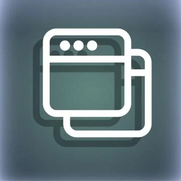 Simple Browser window icon symbol on the blue-green abstract background with sha 스톡 일러스트