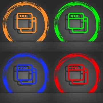 Simple Browser window icon symbol. Fashionable modern style. In the orange, gree 스톡 일러스트