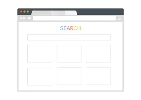 Simple browser window on white background vector. Browser mockup Illustrazione stock