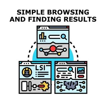 Simple browsing and finding search engine result Stock Illustration
