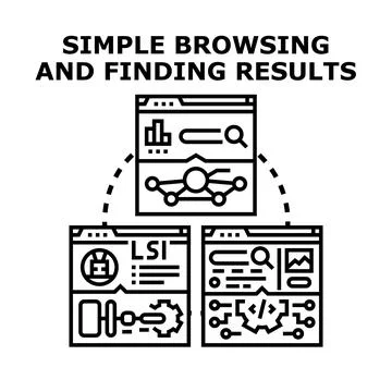 Simple browsing and finding search engine result Stock Illustration