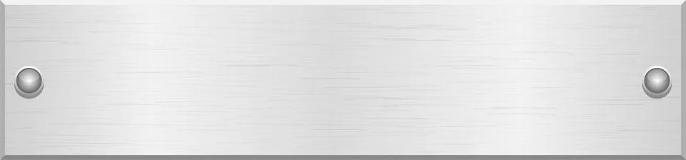 A simple, brushed silver nameplate with two silver fasteners on either side.. Stock Illustration