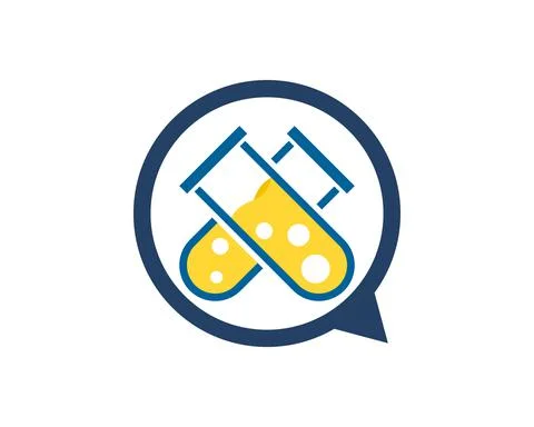 Simple bubble chat with cross bottle laboratory inside Stock Illustration