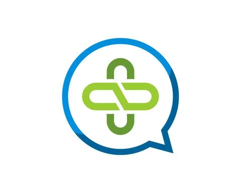 Simple bubble chat with infinity medical cross inside Stock Illustration