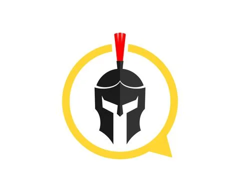 Simple bubble chat with spartan helmet inside Stock Illustration