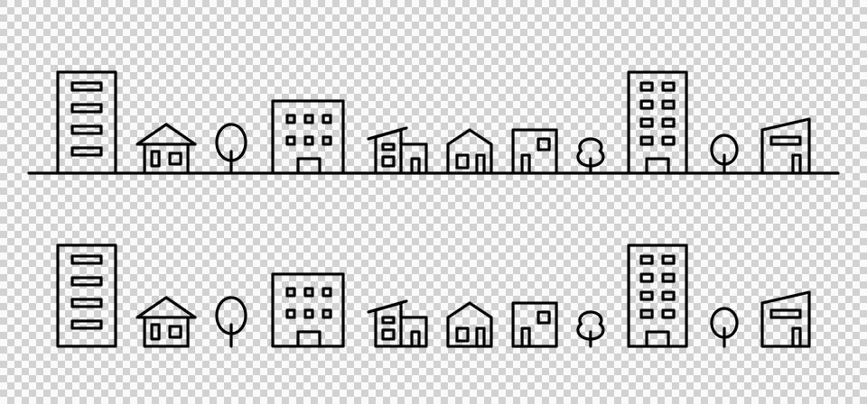 Simple building and housing icon set (cityscape) Stock Illustration