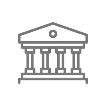 Simple building with columns line icon. Symbol and sign vector illustration Ilustración de archivo