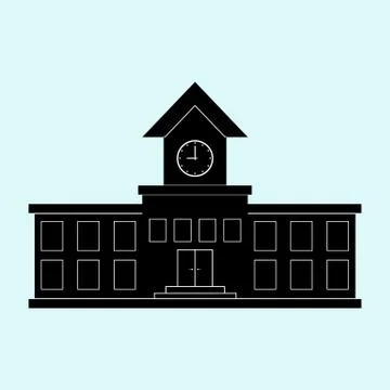 Simple building icon with tower and clock Ilustración de archivo