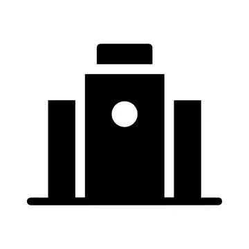 Simple Building Silhouette with Circle Stock Illustration