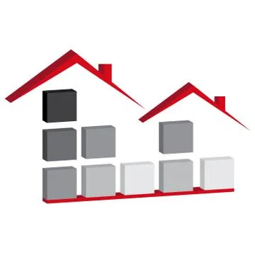 Simple buildings built with cube Stock Illustration