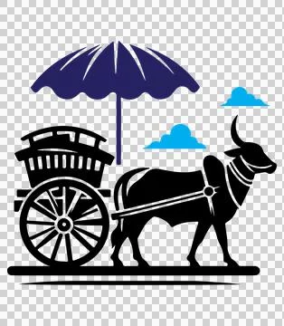 A simple Bullock Cart design vector style with a white background Stock Illustration